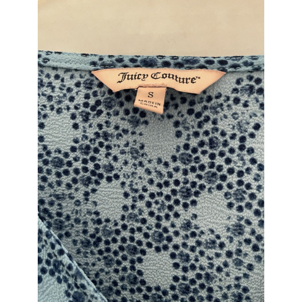 Juicy Couture Blue Geometric Size Small Women Bell Sleeve Top - Picture 2 of 7